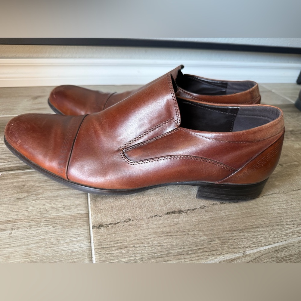 Kenneth Cole Knight Watch Brown Leather Slip-On Dress Shoes
